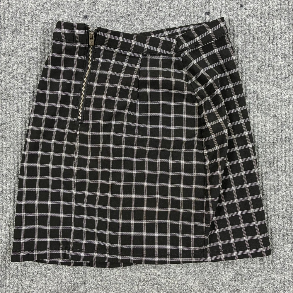 Hollister Ultra High Rise Plaid Mini Skirt Womens XS Black White Zip Schoolcore